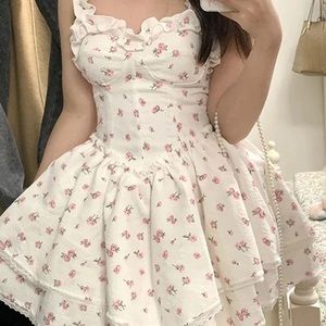Kawaii Aesthetic Coquette Dollette Floral Print Corset Dress